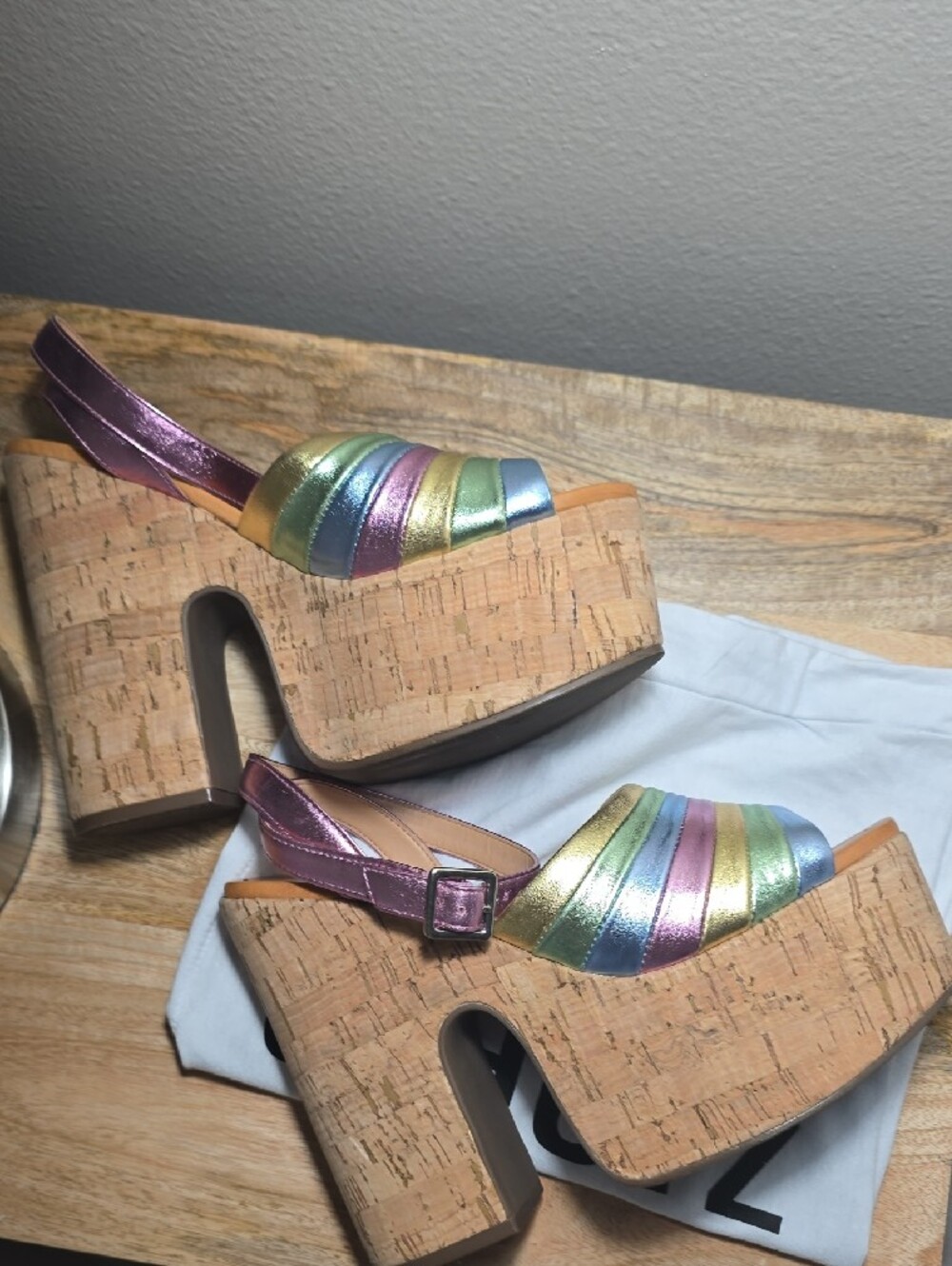 SCHUTZ Multicolor Metallic Platform Sandals